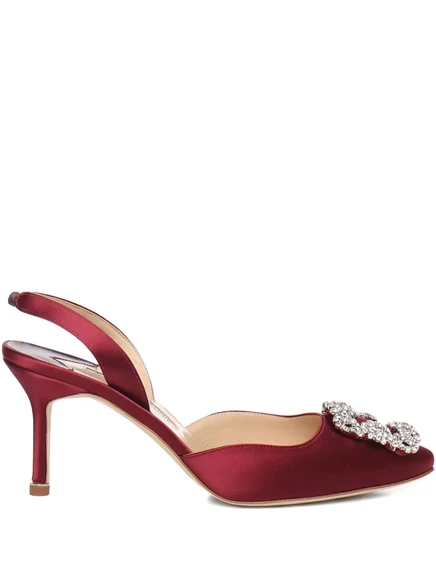 Туфли-лодочки на плоской подошве Manolo Blahnik 70 мм, украшенные кристаллами red