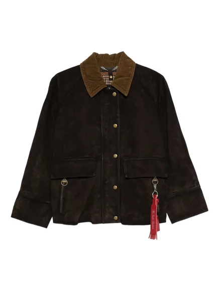 Женская кожаная куртка THE JACK LEATHERS с вельветовым воротником, коричневая