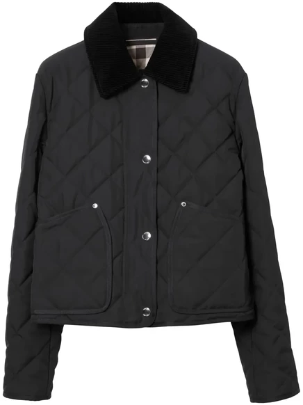 Женская стеганая куртка Burberry с прямым воротником, черная