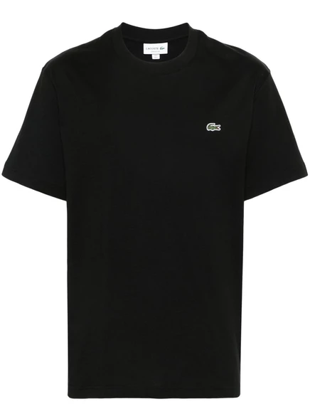 Хлопковая футболка с нашивкой с логотипом Lacoste black