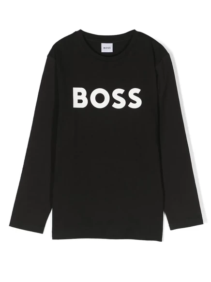 Футболка для мальчиков BOSS Kidswear с логотипом, черная