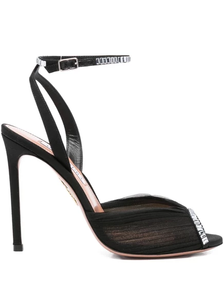 Сетчатые босоножки Aquazzura 105 мм Gatsby, украшенные кристаллами black
