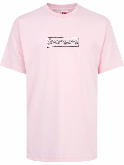 Унисекс-футболка Supreme x KAWS Chalk Logo, розовая