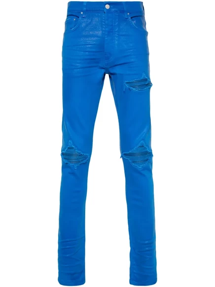 Мужские джинсы Amiri Wax MX1 зауженные, синие