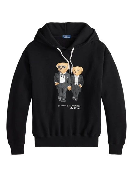 Женское худи Polo Ralph Lauren с принтом медведя, черное