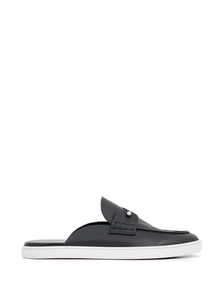Мужские мюли Christian Louboutin Chanme с серебристой фурнитурой, черные