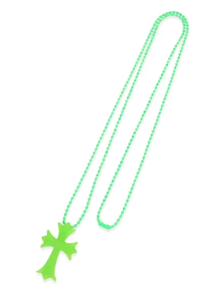 Мужское ожерелье Chrome Hearts Small Cross с зеленым крестом
