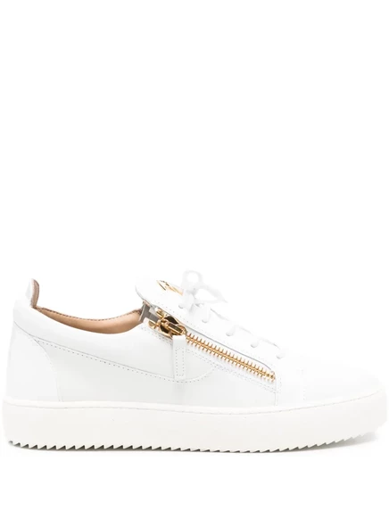 Кроссовки на шнуровке Giuseppe Zanotti Frankie с застежкой-молнией white