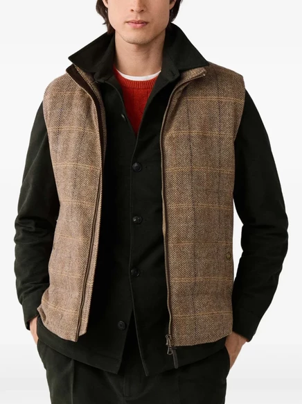 Мужской жилет Hackett London в клетку «елочка», бежевый