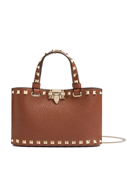 Сумка-тоут Valentino Garavani Mini, украшенная стразами в стиле рок-н-ролл brown