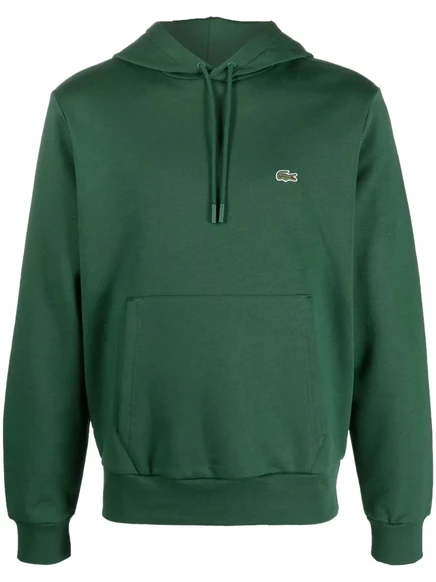 Мужское худи Lacoste с логотипом и кулиской, зеленое