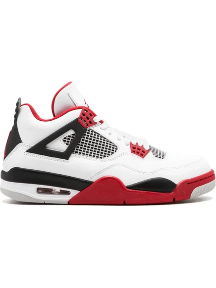 Кроссовки Air Jordan 4 Retro Fire Red, бело-черно-красные