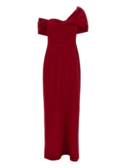 Платье миди Carolina Herrera с драпировкой на одно плечо red