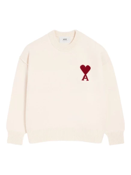 Унисекс свитер AMI Paris Ami De Coeur, молочный
