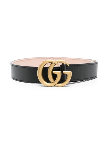 Кожаный ремень с пряжкой и логотипом Gucci Kids GG black
