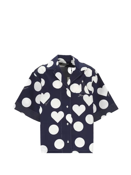 Женская рубашка Jacquemus в горошек и сердечки, синяя