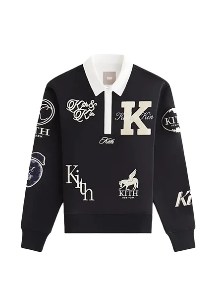 Женское поло KITH Emery с длинным рукавом, черное