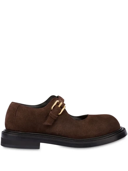 Замшевые мокасины Moschino с пряжками brown