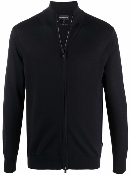 Мужской кардиган Emporio Armani на молнии из шерсти, синий