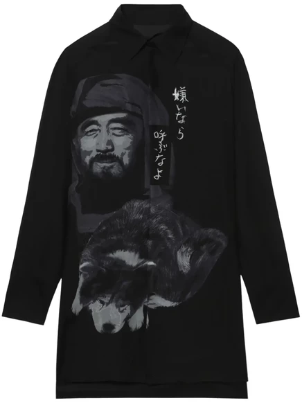 Мужская шелковая рубашка Yohji Yamamoto, черная