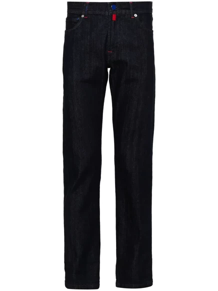 Мужские джинсы Kiton с нашивкой логотипа, синие
