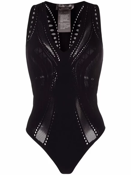Женское боди wolford ajouré с сетчатыми панелями, черное