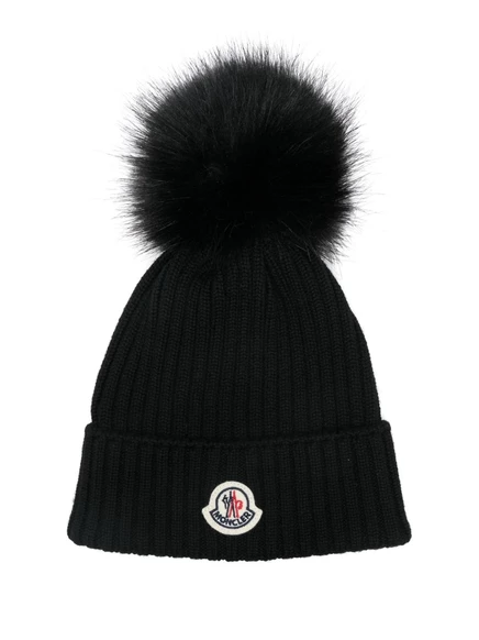 Детская вязаная шапка Moncler Enfant, черная