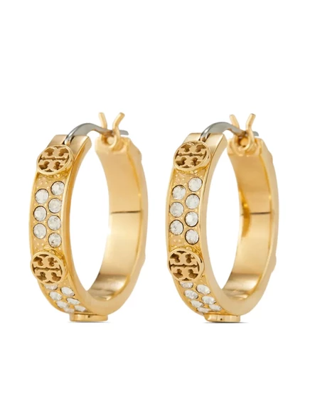 Маленькие серьги-кольца с кристаллами Miller от Tory Burch gold