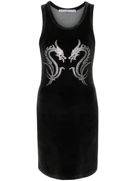 Мини-платье из велюра Alexander Wang Dragon с фиксацией от Alexander Wang black
