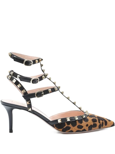 Босоножки на каблуке Valentino Garavani Rockstud с животным принтом
