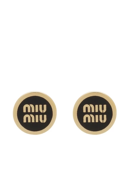 Женские серьги-гвоздики Miu Miu с логотипом, золотистые