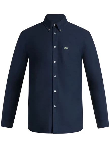 Хлопчатобумажная рубашка с аппликацией из логотипа Lacoste blue
