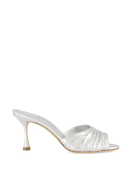 Женские мюли Manolo Blahnik Pirua из кожи, серебристые