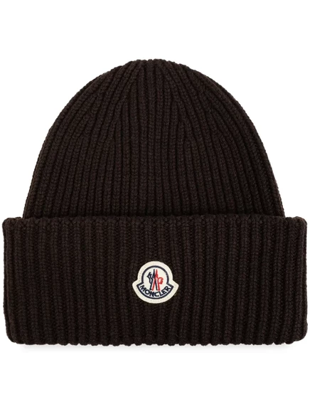 Мужская шапка Moncler с логотипом, коричневая