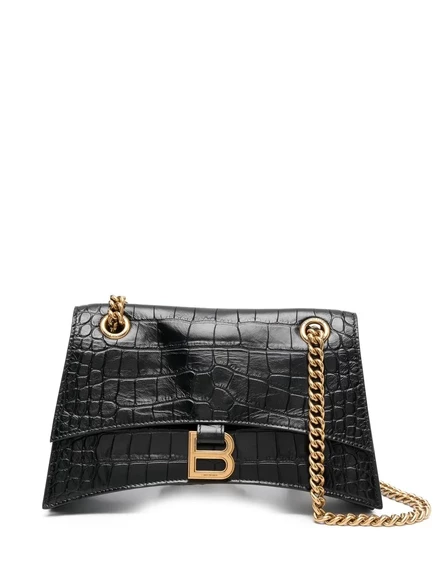 Сумка через плечо Balenciaga small Crush с тиснением под крокодила black