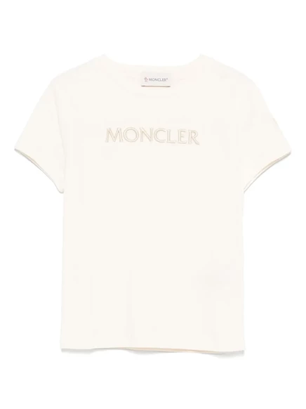 Детская футболка Moncler Enfant с логотипом, светло-бежевая
