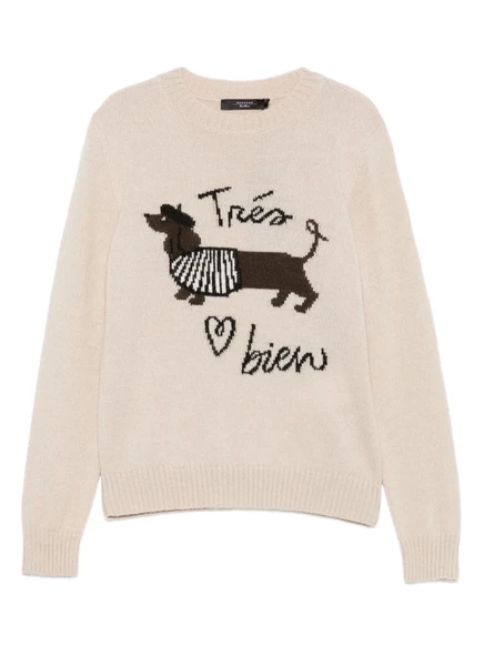 Женский свитер Weekend Max Mara с вышивкой таксы, бежевый