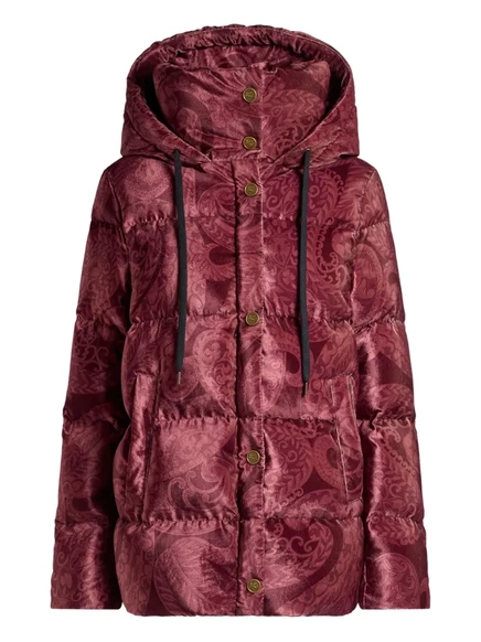 Женский пуховик Etro вельветовый с пейсли, красный