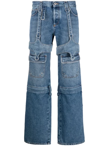 Женские джинсы Off-White Cargo Zip прямые, синие