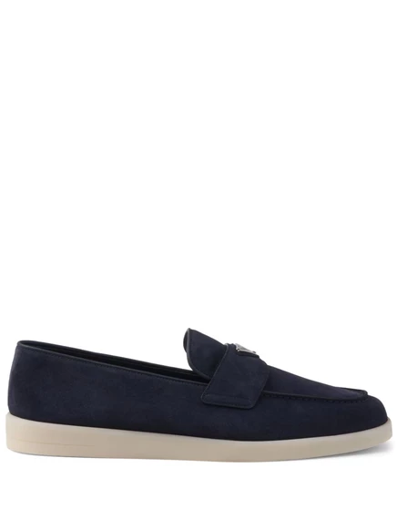 Замшевые мокасины с треугольным логотипом Prada blue