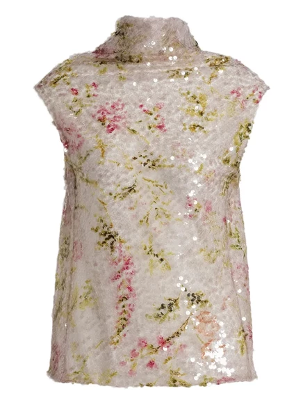 Женская майка Alberta Ferretti с пайетками, серая