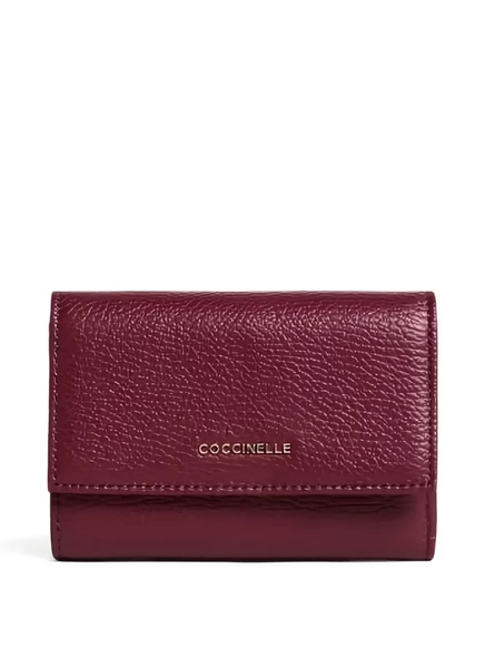 Кожаный бумажник Coccinelle Metallic trifold из натуральной кожи red