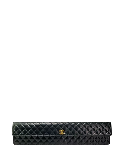 Женский клатч CHANEL Pre-Owned Classic Flap 1989 удлинённый из кожи ягнёнка, черный