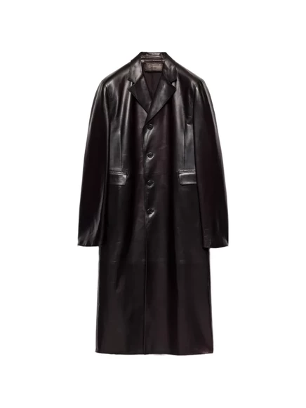 Мужское пальто Prada из кожи наппа, фиолетовое
