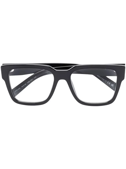 Очки в квадратной оправе с треугольной табличкой с логотипом Prada Eyewear black