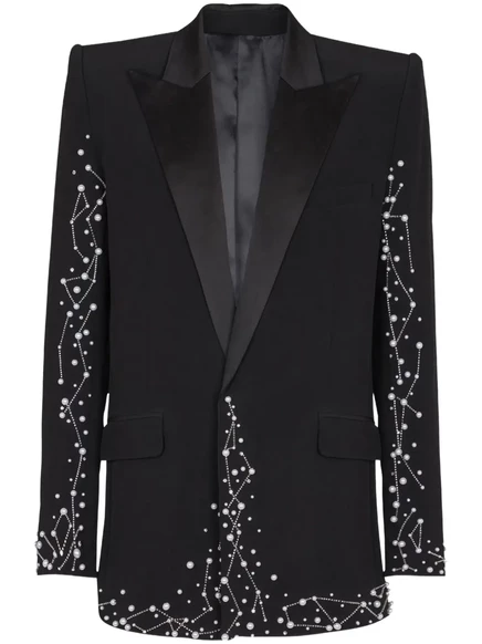 Мужской пиджак Balmain Constellation 1B с жемчугом, черный