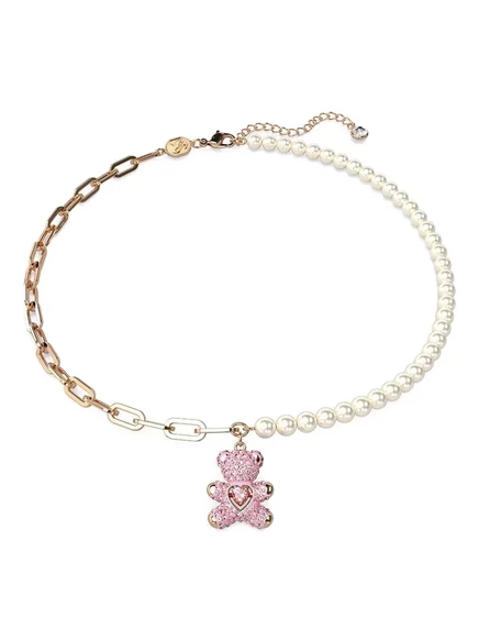 Женское ожерелье Swarovski Teddy с подвеской мишка, розовое