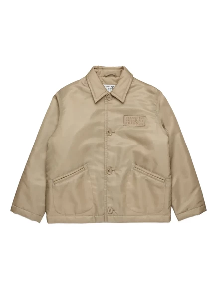 Детская куртка MM6 Maison Margiela Kids с логотипом, бежевого цвета