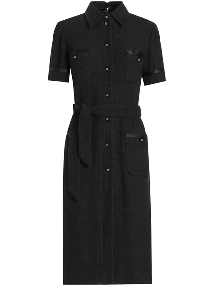Платье-рубашка с поясом от Dolce & Gabbana black