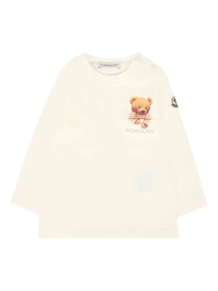 Детская футболка Moncler Enfant с принтом Teddy Bear, белая